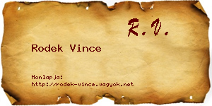 Rodek Vince névjegykártya